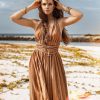 Ochre Greek Goddess Dress Bohemian Adjustable Back Boho