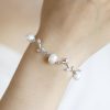 Diamond Leaf Pearl Bracelet Real Freshwater Jewelry Bridal