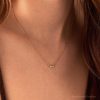 Tiny Double Heart Necklace 14k Gold Pave Minimalist