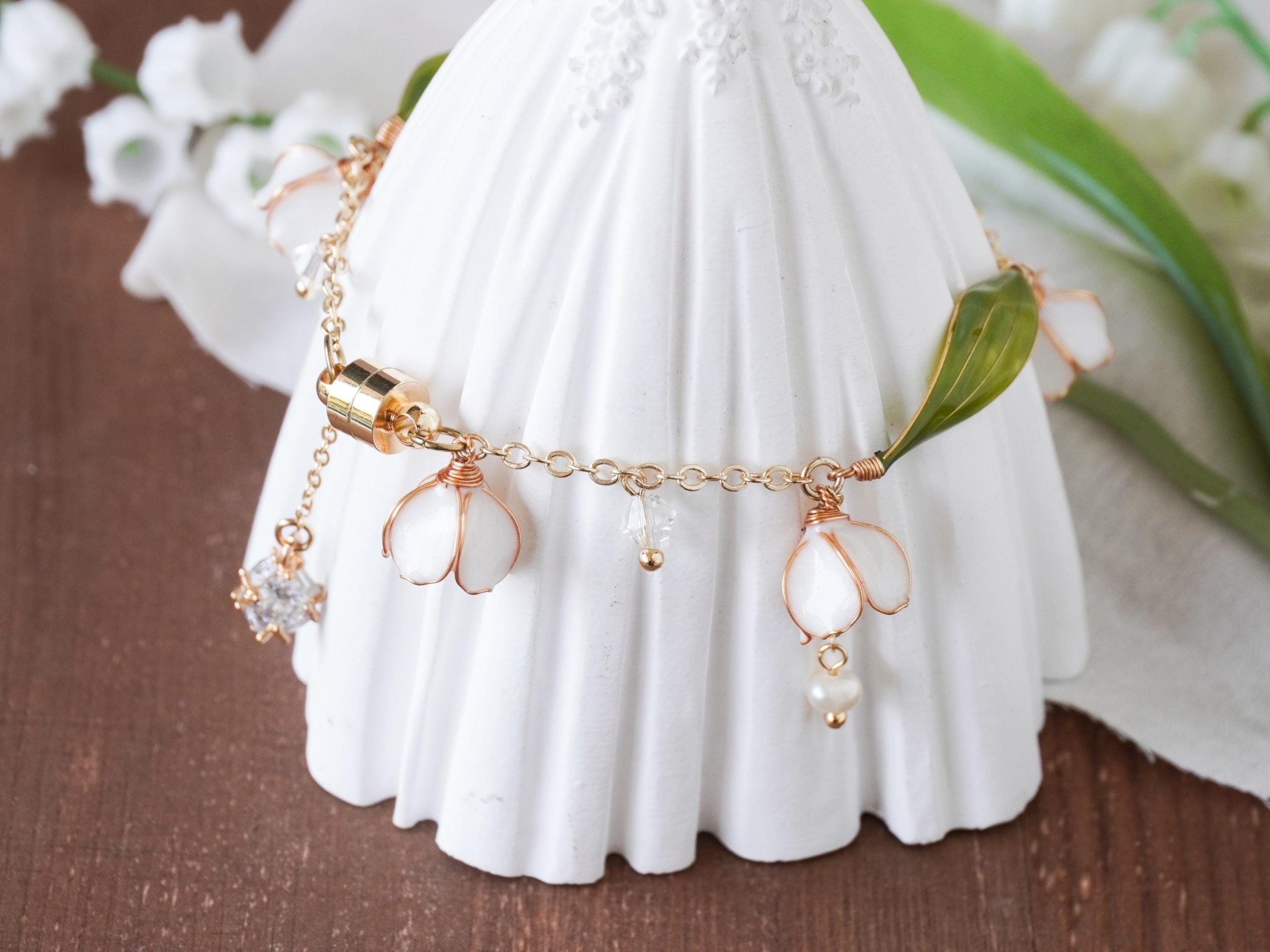 Lily Valley Bracelet Handmade Jewelry Floral Resin Wedding Lily Valley Bracelet Handmade Jewelry Floral Resin Wedding
