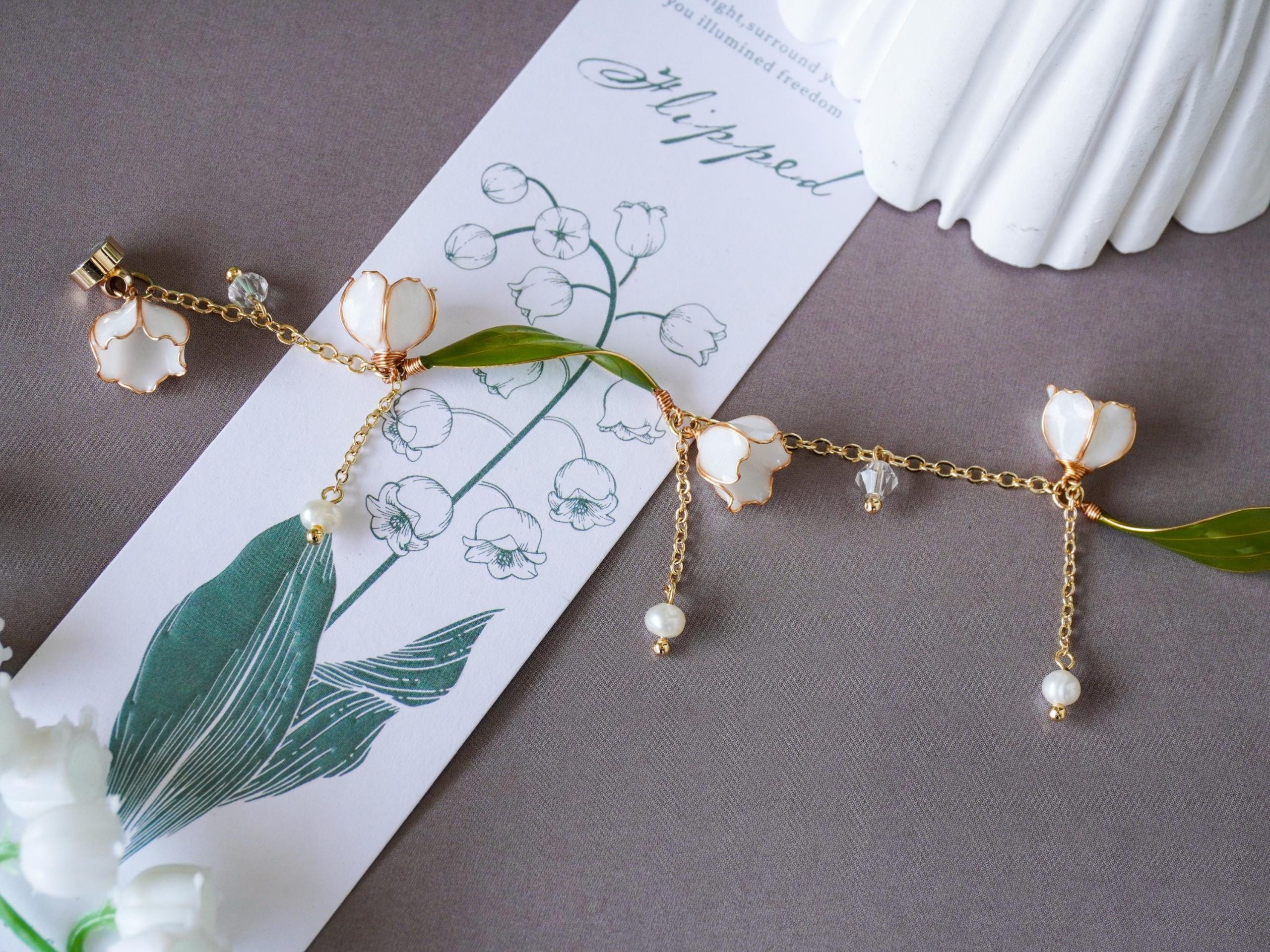 Lily Valley Bracelet Handmade Jewelry Floral Resin Wedding Lily Valley Bracelet Handmade Jewelry Floral Resin Wedding