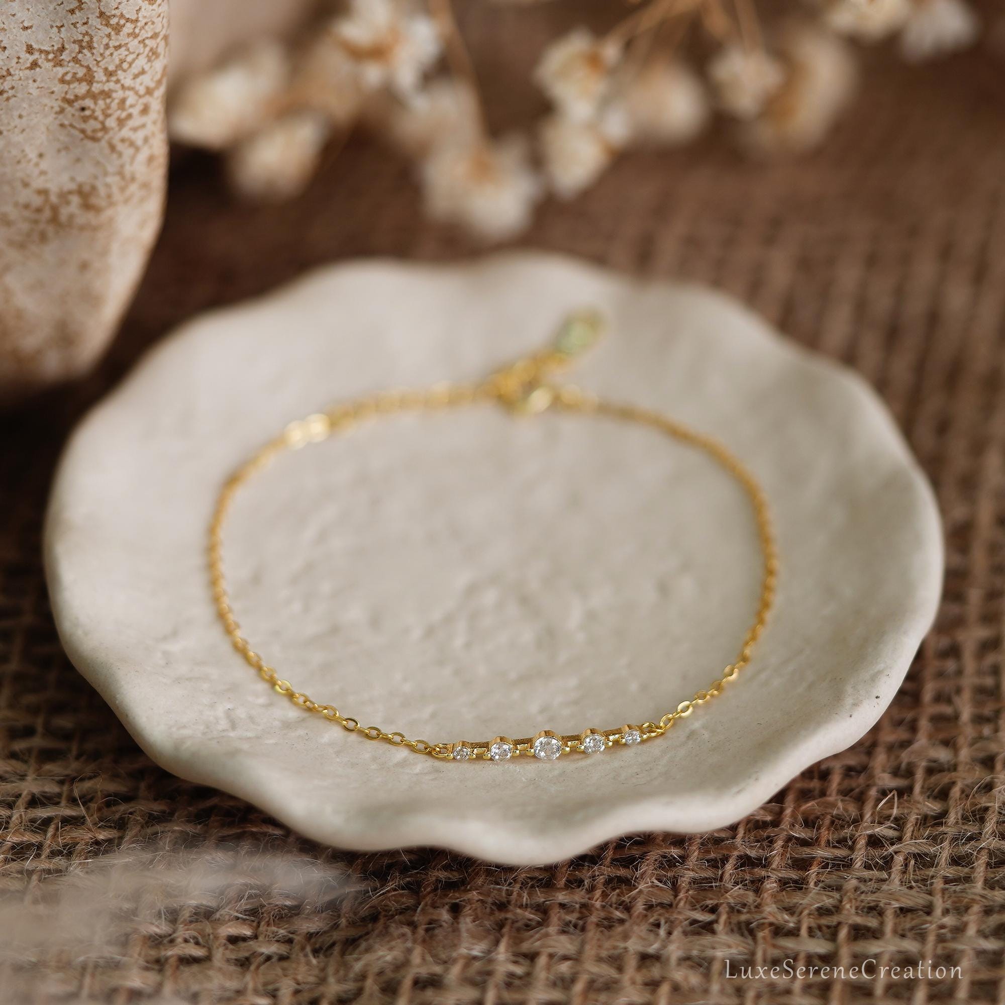 Minimalist Diamond Bracelet S925 Silver Daily Stackable Dainty Minimalist Diamond Bracelet S925 Silver Daily Stackable Dainty