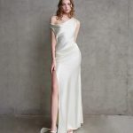 Elegant Open Back Satin Gown With Floral Detail